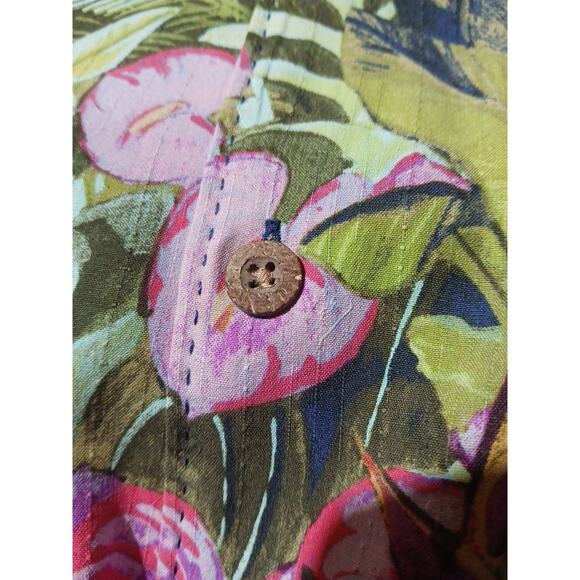 Tommy Bahama Shirt XL Camp Lush Oasis Island Navy Blue 100% Silk Aloha Hawaiin - Picture 5 of 11